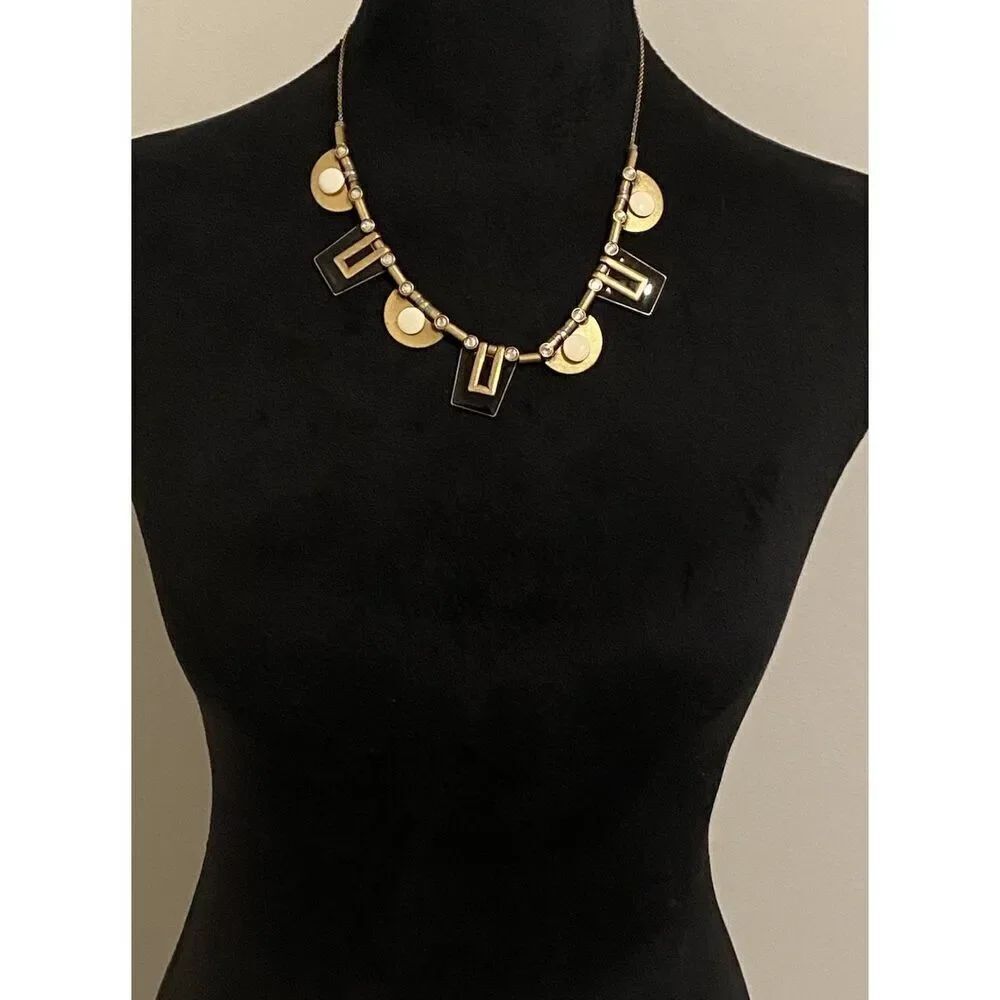 J.Crew Black & Gold Art Deco Collar Necklace